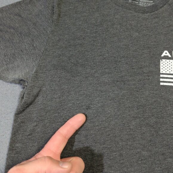 Ariat Shirt Men's S Gray American Flag Logo Short Sleeve Crewneck Patriotic Tee - Picture 8 of 11